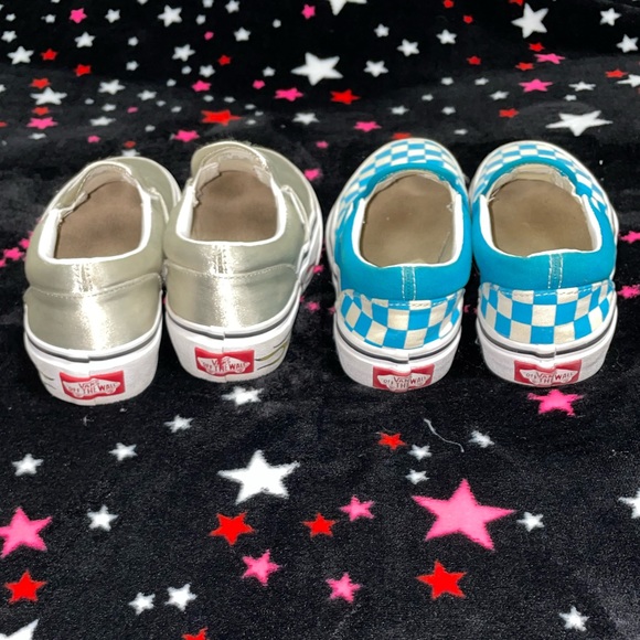 Vans little kids, size 13.5 checker slip-ons, Flame metallic silver slip-ons 🔥 - Picture 11 of 15